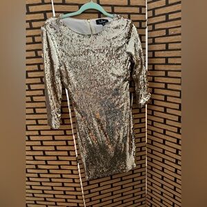 Lulus NWT Sequin Stunner Long Sleeve Dress